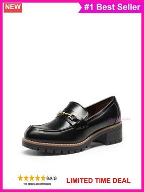 Chunky Loafers Vegan Leather Slip-On Business Casual Shoes